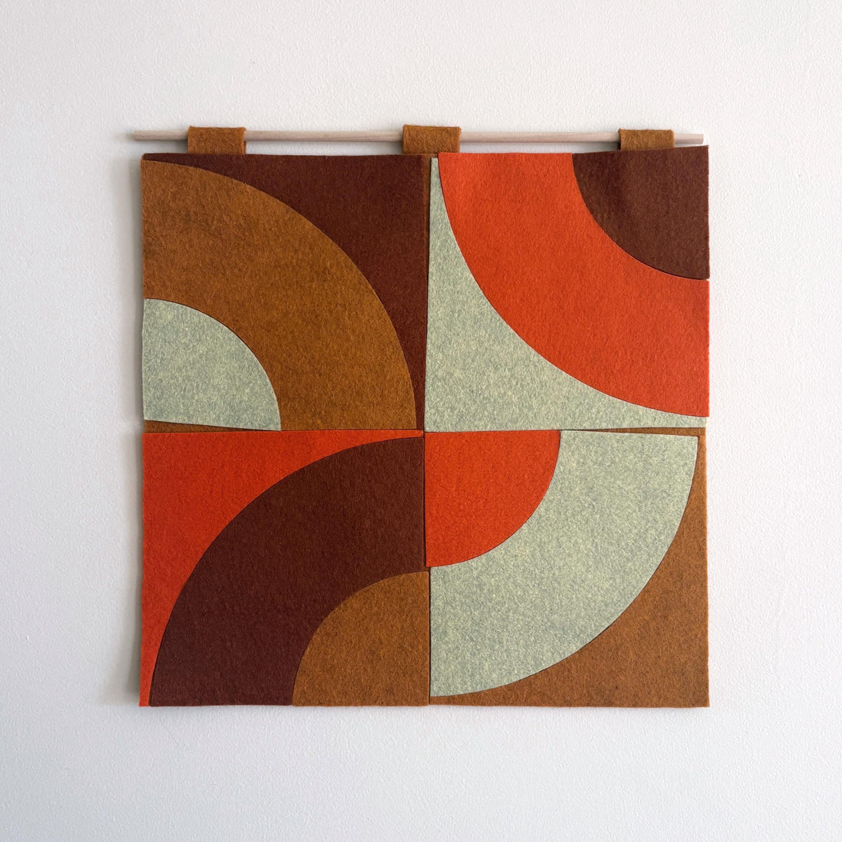 BROKEN CIRCLES Quarter Circle Felt Mini Quilt Wall Hanging