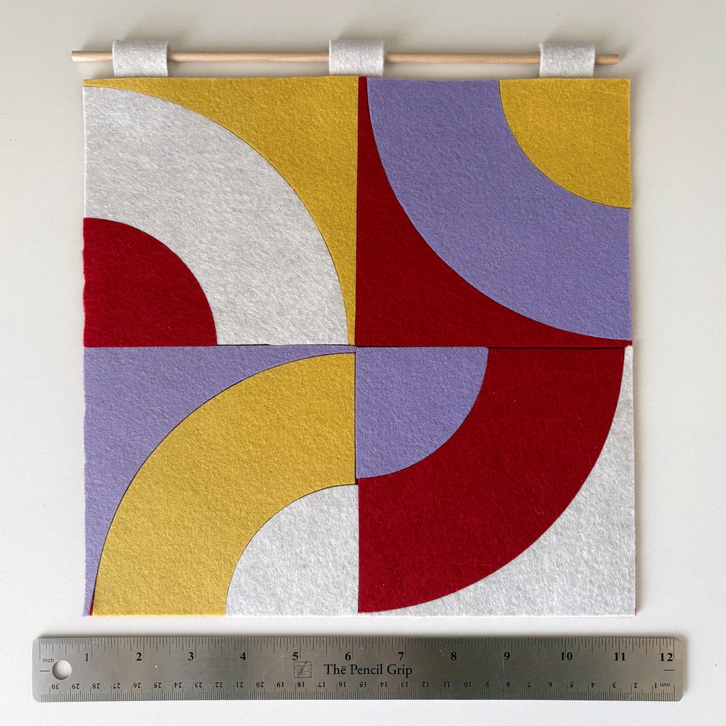 BROKEN CIRCLES Quarter Circle Felt Mini Quilt Wall Hanging