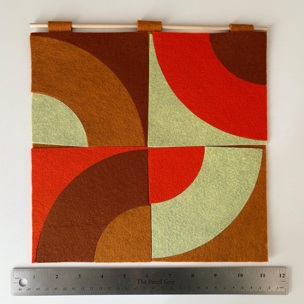 BROKEN CIRCLES Quarter Circle Felt Mini Quilt Wall Hanging