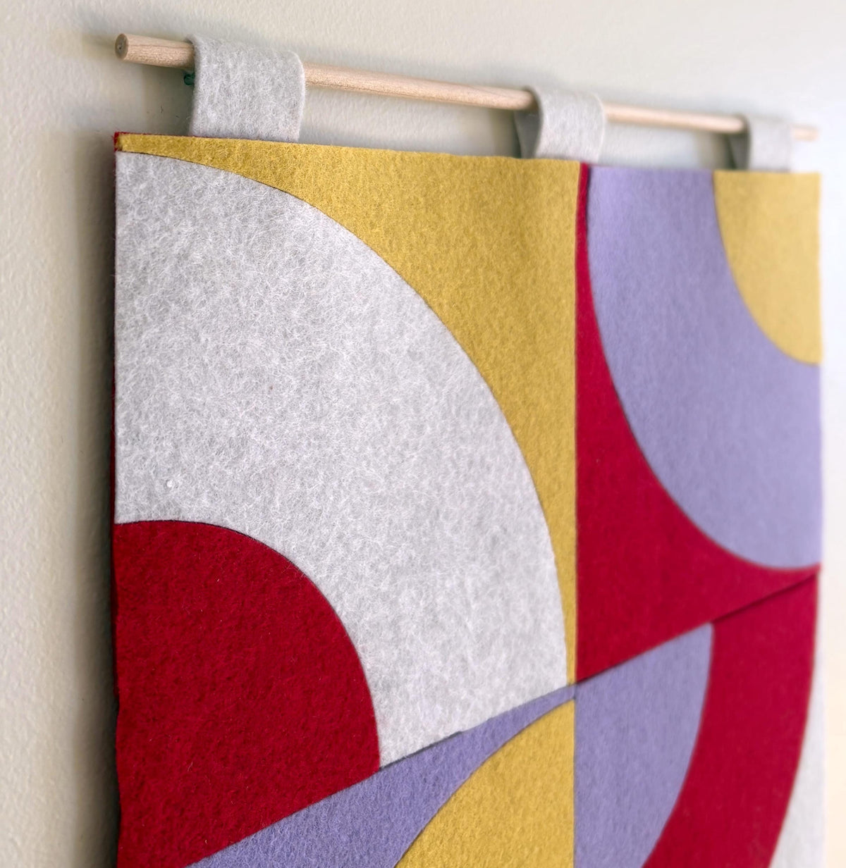 BROKEN CIRCLES Quarter Circle Felt Mini Quilt Wall Hanging