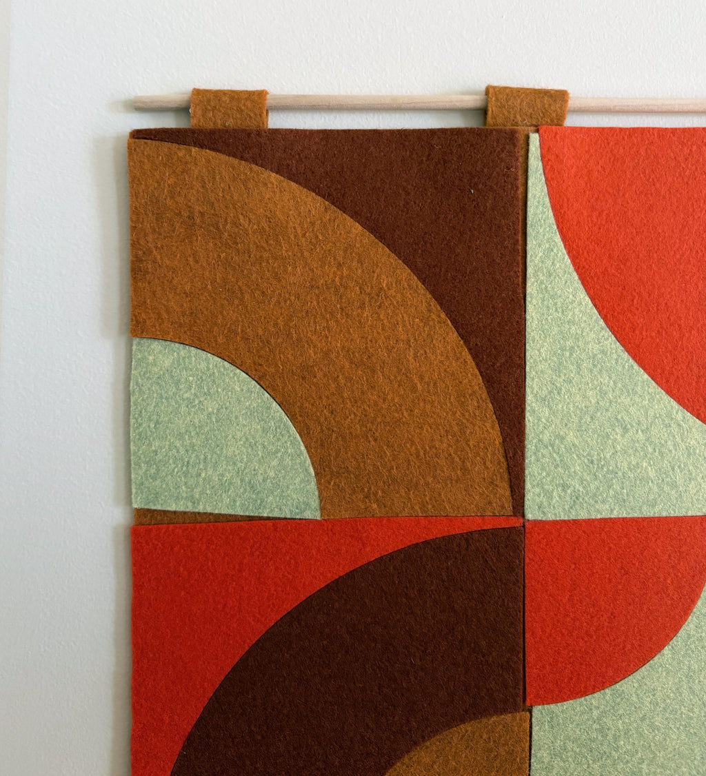 BROKEN CIRCLES Quarter Circle Felt Mini Quilt Wall Hanging