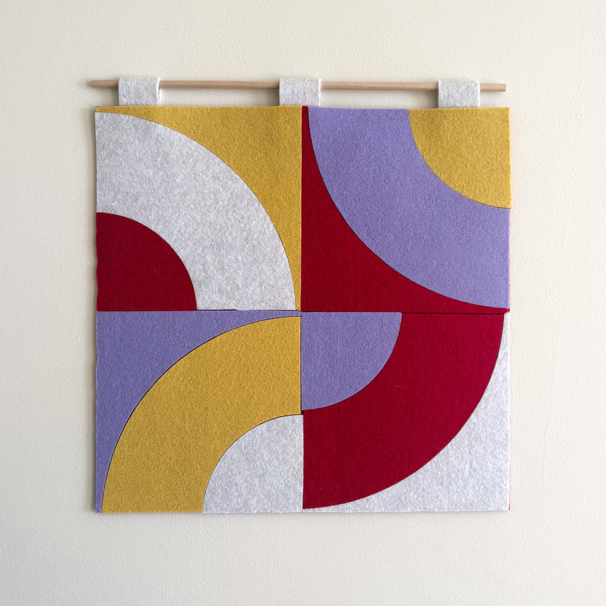 BROKEN CIRCLES Quarter Circle Felt Mini Quilt Wall Hanging